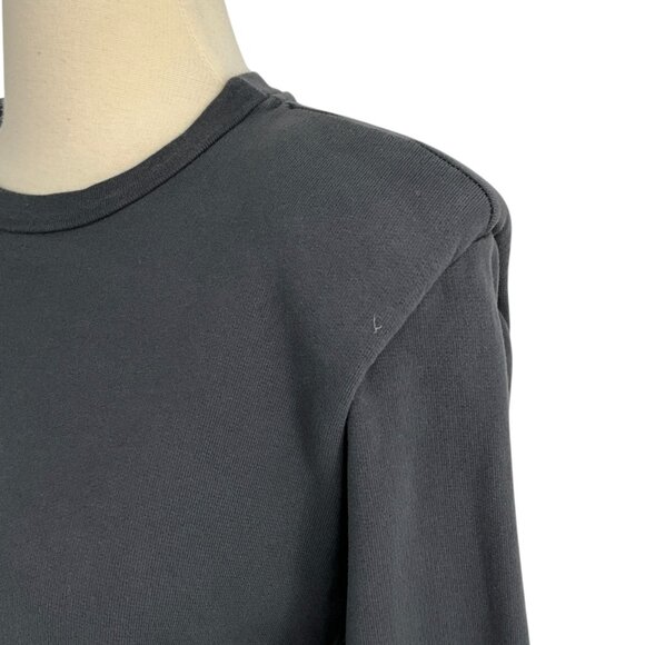 Mother Denim The Push and Shove Sweatshirt Faded Black Padded Shoulders Size S - Picture 3 of 11